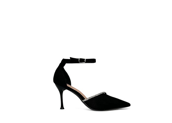 Zapato De Tacón Fino Salón Efecto Ante